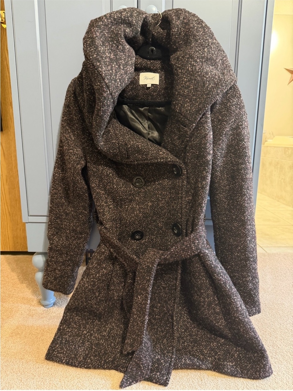 Kismet purple brown oversized hood coat S beautiful